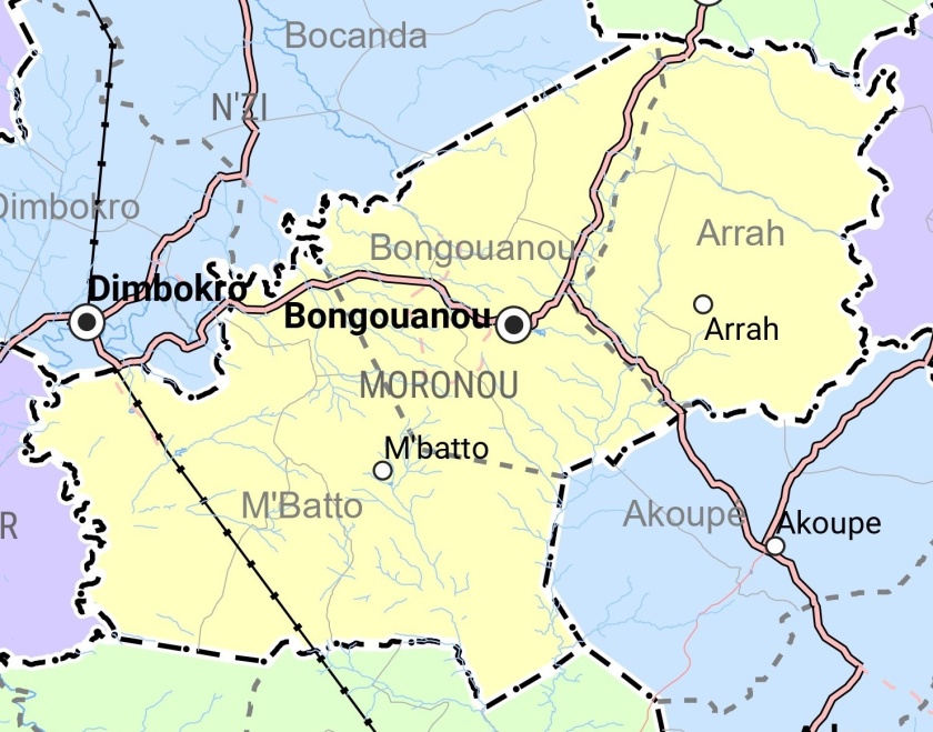 Carte régionale du Moronou