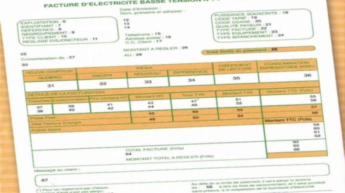 factures d'électricité de Côte d'Ivoire
